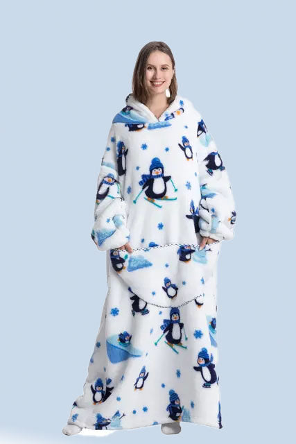 Skiing Penguin | Blanket Hoodie